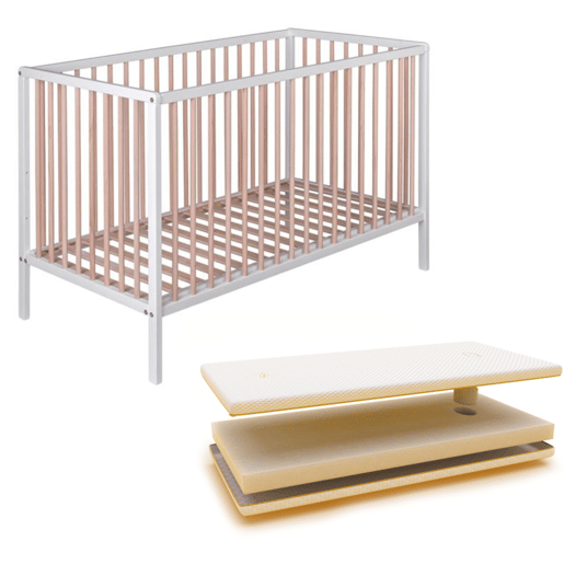 Berço Laponia com estrado de ripas de faia + colchão Ternum + 4 rodas Berço Laponia com estrado de ripas de faia + colchão Ternum + 4 rodas