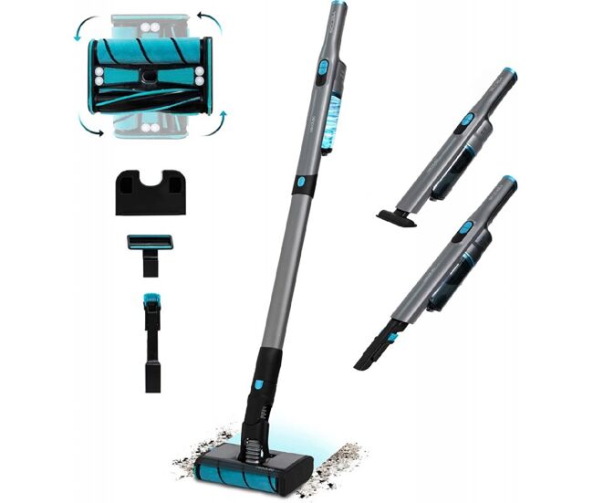Cecotec aspiradora escoba sin cable ultraligera - scoba 2100 twice. 210w y 20 kpa, motor digital brusless, autonomía 45 mins