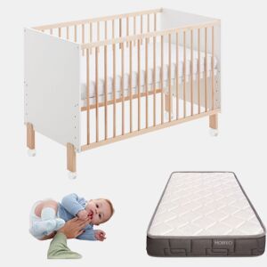 Berço co-leito Umami 120x60 + kit co-leito + colchão HR + 4 rodas