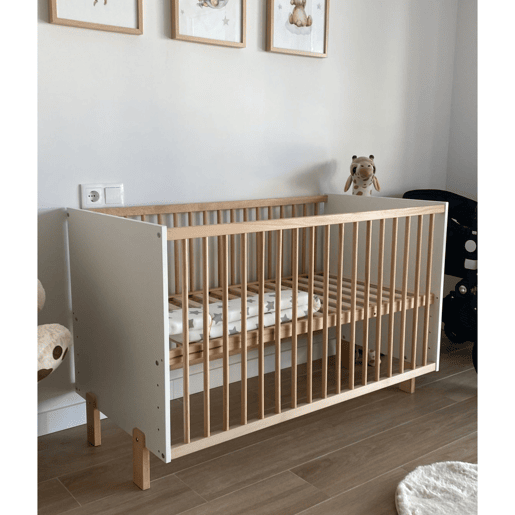 Berço co-leito Umami 120x60 + kit co-leito + colchão HR + 4 rodas
