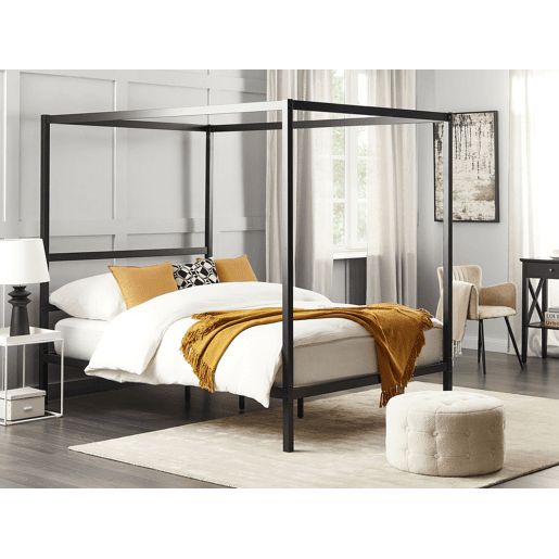 Cama com dossel Metal LESTARDS 140 x 200 cm Preto