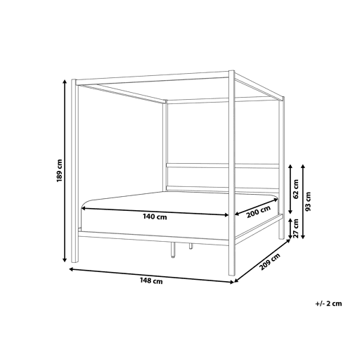 Cama com dossel Metal LESTARDS 140 x 200 cm Preto