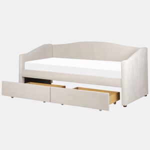 Cama de dia com arrumação Tecido VITTEL 90 x 200 cm Creme claro