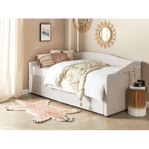 Cama de dia com arrumação Tecido VITTEL 90 x 200 cm Creme claro