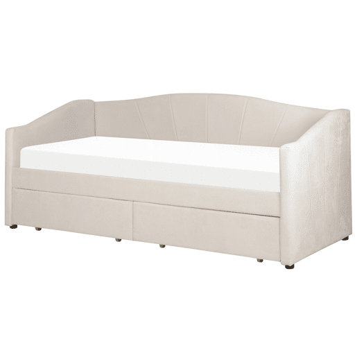 Cama de dia com arrumação Tecido VITTEL 90 x 200 cm Creme claro
