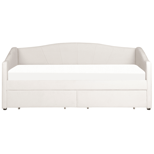 Cama de dia com arrumação Tecido VITTEL 90 x 200 cm Creme claro