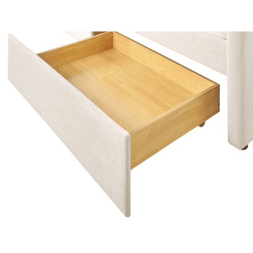 Cama de dia com arrumação Tecido VITTEL 90 x 200 cm Creme claro