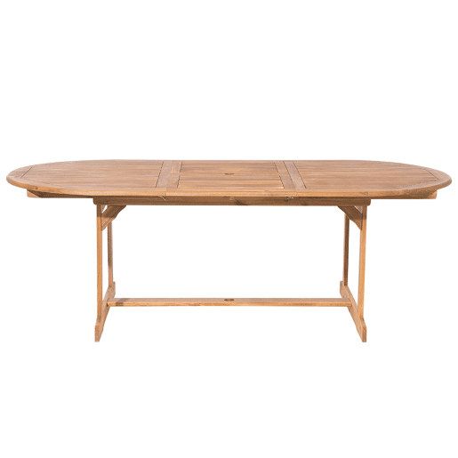 Conjunto de refeições de jardim 6 lugares MAUI com guarda-sol (12 opções) Madeira de acácia Castanho claro Conjunto de refeições de jardim 6 lugares MAUI com guarda-sol (12 opções) Madeira de acácia Castanho claro