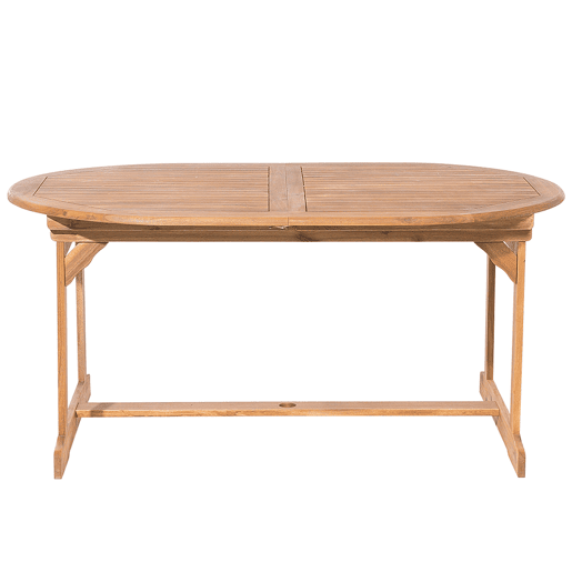 Conjunto de refeições de jardim 6 lugares MAUI com guarda-sol (12 opções) Madeira de acácia Castanho claro Conjunto de refeições de jardim 6 lugares MAUI com guarda-sol (12 opções) Madeira de acácia Castanho claro