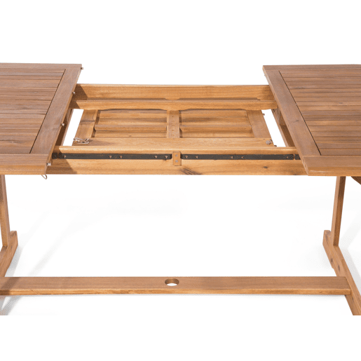 Conjunto de refeições de jardim 6 lugares MAUI com guarda-sol (12 opções) Madeira de acácia Castanho claro Conjunto de refeições de jardim 6 lugares MAUI com guarda-sol (12 opções) Madeira de acácia Castanho claro