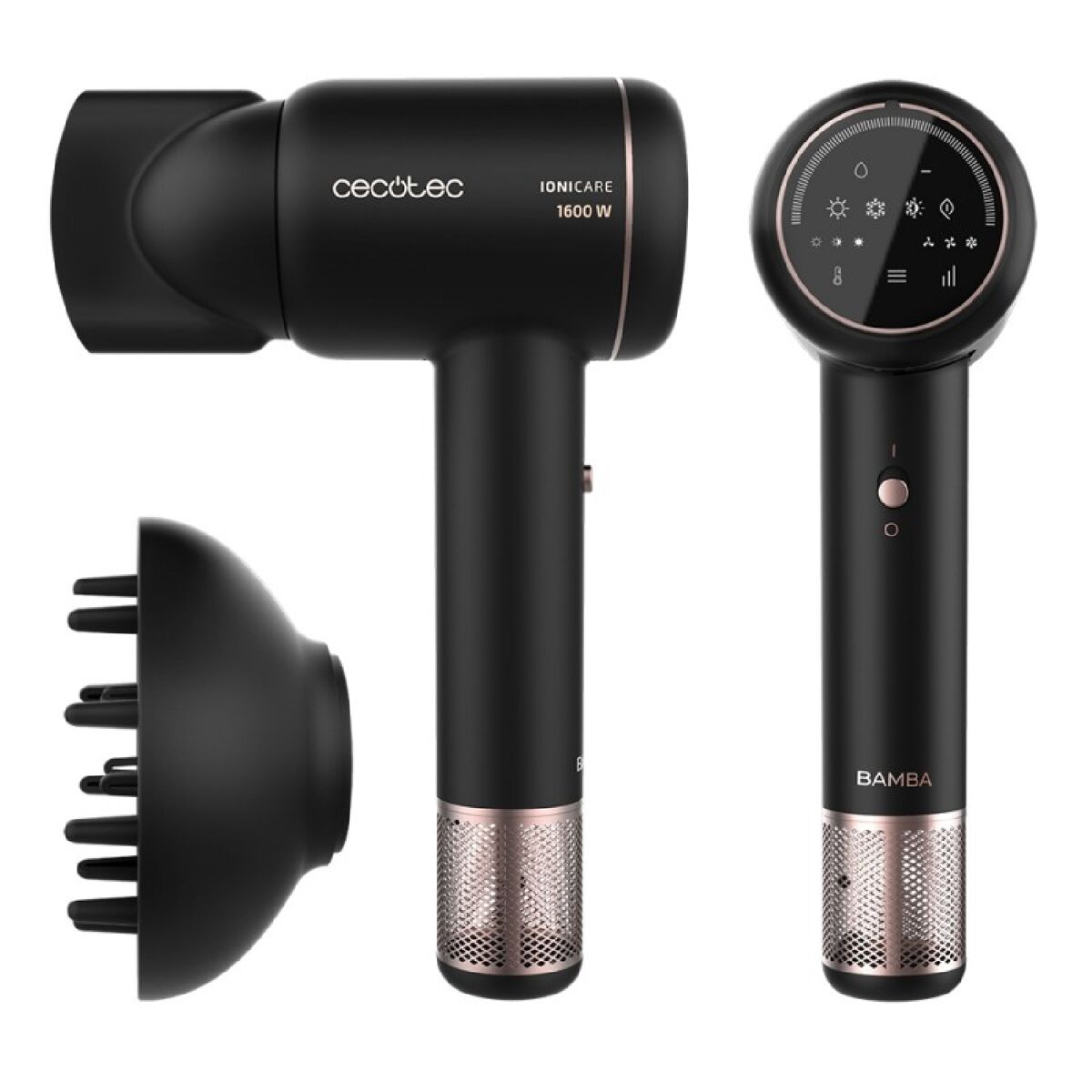 Cecotec secador con motor digital brushless bamba ionicare rockstar ion touch. 1600 w, ion real, pantalla táctil