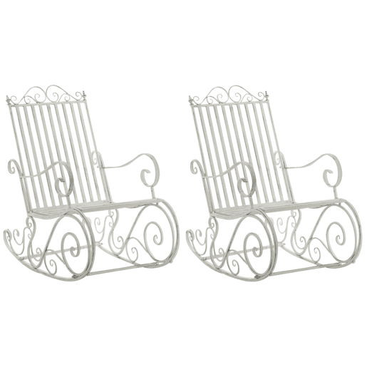 Set de 2 Mecedoras de hierro Smilla Metal Blanco antiguo 90X56X94 cm
