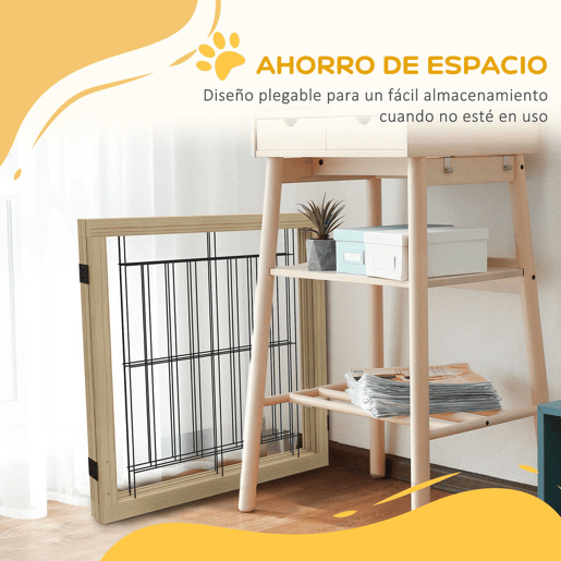 PawHut Barreira para Cães de Madeira Barreira para Animais de Estimação Dobrável com 3 Painéis e Pés de Apoio Triangulares para Porta Corredor Escada 210x44x70 cm Madeira