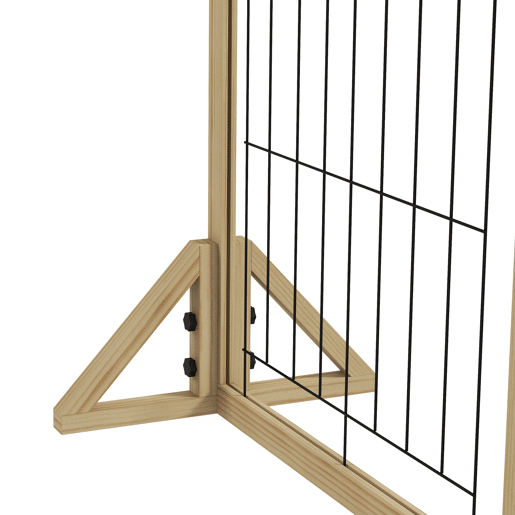 PawHut Barreira para Cães de Madeira Barreira para Animais de Estimação Dobrável com 3 Painéis e Pés de Apoio Triangulares para Porta Corredor Escada 210x44x70 cm Madeira