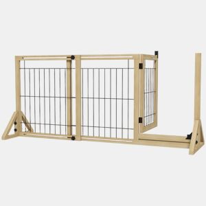 PawHut Barreira de Segurança para Cães de Madeira Barreira para Animais de Estimação Extensível de 2 Painéis com Pés de Apoio Triangular para Porta Corredor Escada 112-159x44x70 cm Madeira