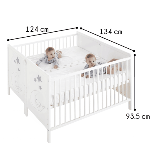 Berço para gêmeos Indi (2 berços) + kit gemelar para unir os dois berços