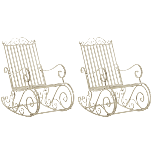 Set de 2 Mecedoras de hierro Smilla Metal Crema antiguo 90X56X94 cm