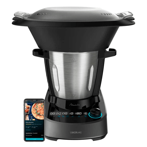 Cecotec Robô de cozinha com 37 funções, APP, balança e jarro de aço inoxidável apta para máquina da louça.