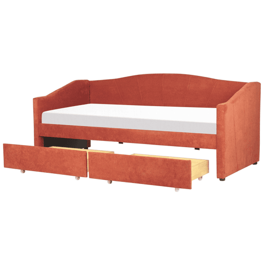 Cama de dia com arrumação Tecido VITTEL 90 x 200 cm Vermelho