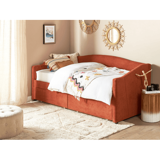 Cama de dia com arrumação Tecido VITTEL 90 x 200 cm Vermelho