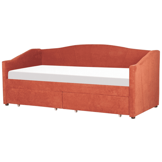 Cama de dia com arrumação Tecido VITTEL 90 x 200 cm Vermelho