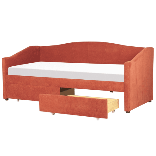 Cama de dia com arrumação Tecido VITTEL 90 x 200 cm Vermelho