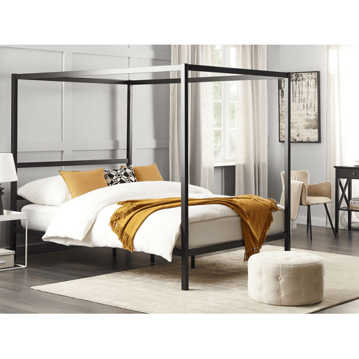 Cama com dossel Metal LESTARDS 160 x 200 cm Preto