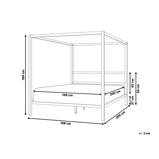 Cama com dossel Metal LESTARDS 160 x 200 cm Preto