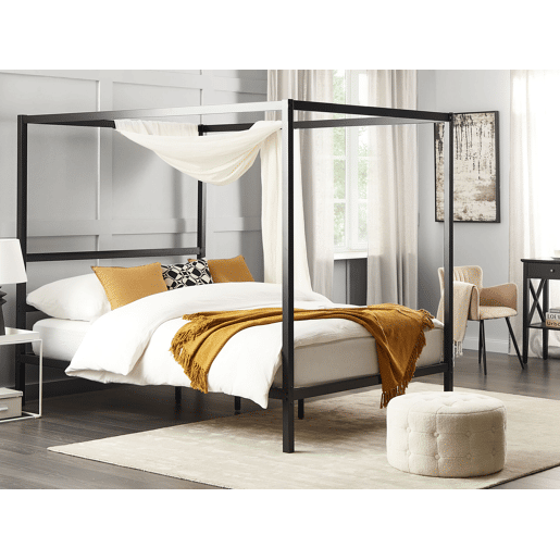 Cama com dossel Metal LESTARDS 160 x 200 cm Preto
