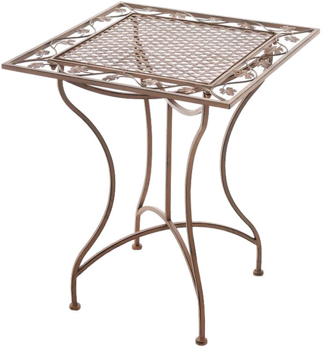 Mesa de jardin asina metal marrón antiguo 60x60x72 cm