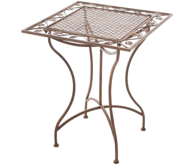 Mesa de jardin asina metal marrón antiguo 60x60x72 cm