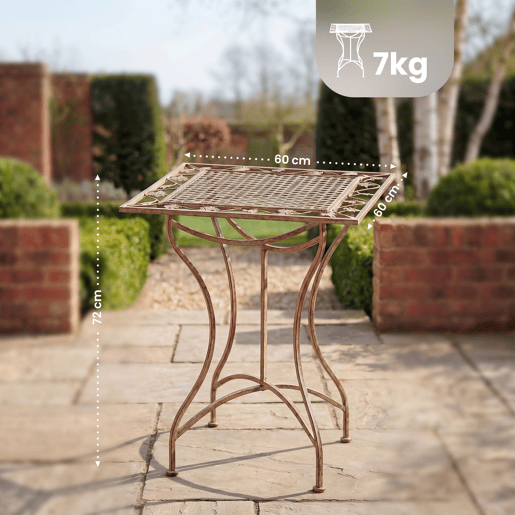 Mesa de jardin Asina Metal Marrón antiguo 60X60X72 cm