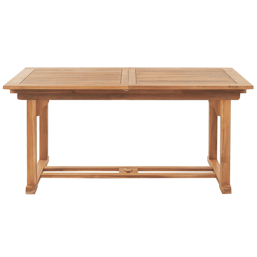 Conjunto de refeições de jardim 6 lugares JAVA com guarda-sol (12 opções) Madeira de acácia Castanho claro