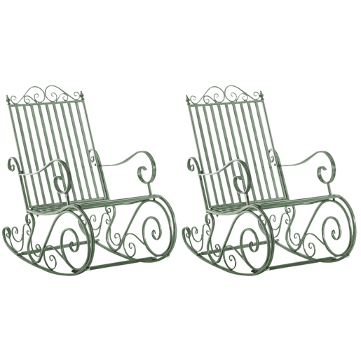 Set de 2 Mecedoras de hierro Smilla Metal Verde antiguo 90X56X94 cm