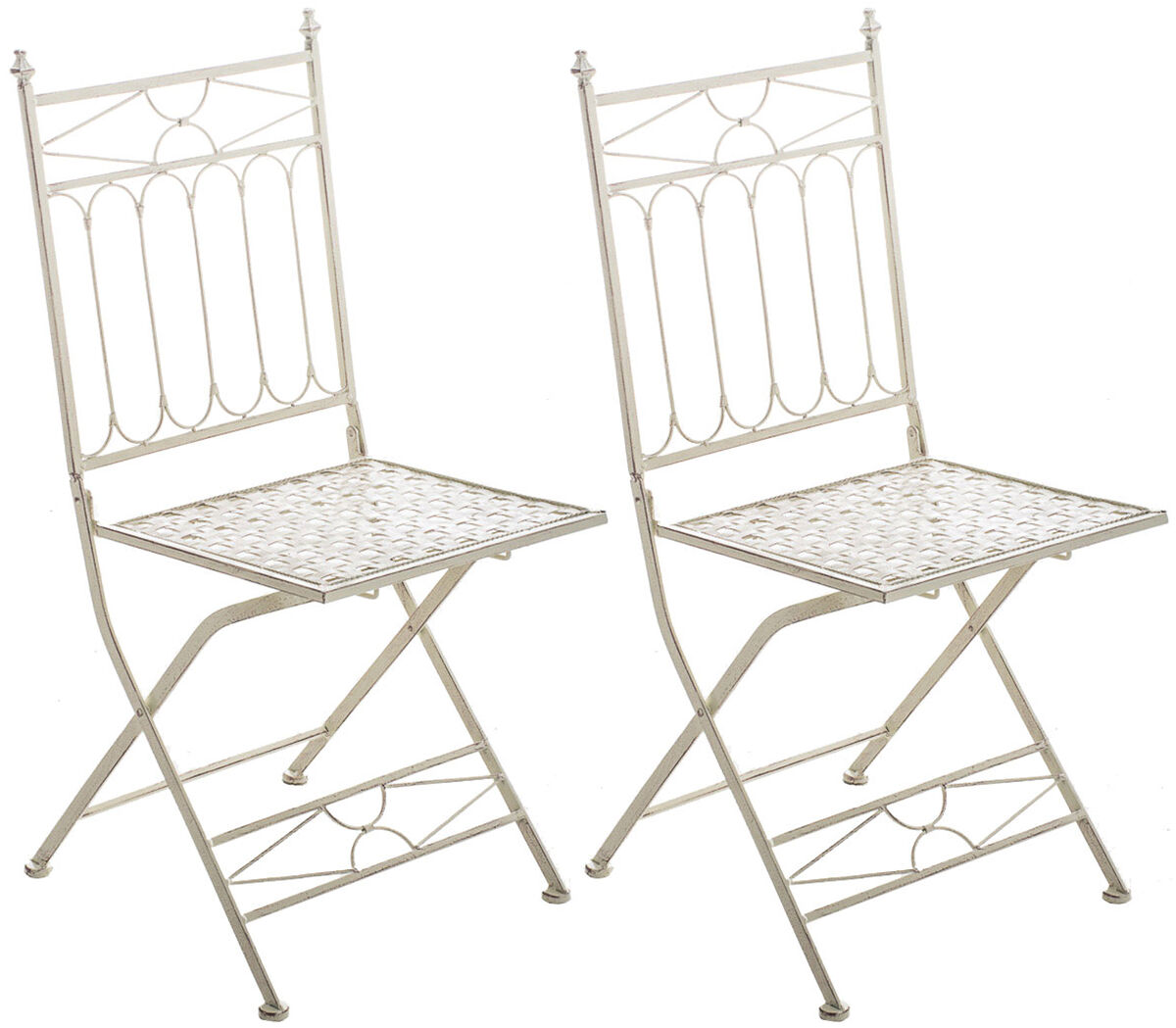 Set de 2 sillas de balcón asina plegables metal crema antiguo 40x42x94 cm