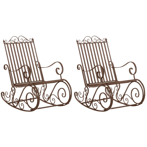 Set de 2 Mecedoras de hierro Smilla Metal Marrón 90X56X94 cm
