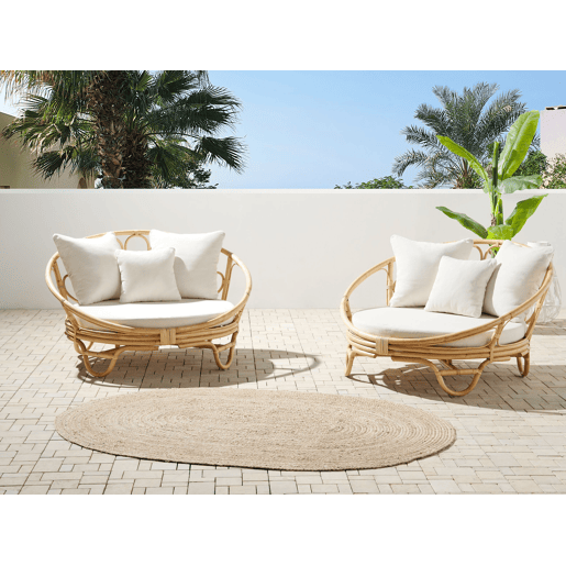 Conjunto de 2 camas de jardim ROSSANO Rattan Natural Conjunto de 2 camas de jardim ROSSANO Rattan Natural