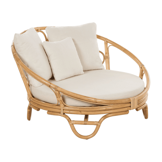 Conjunto de 2 camas de jardim ROSSANO Rattan Natural Conjunto de 2 camas de jardim ROSSANO Rattan Natural