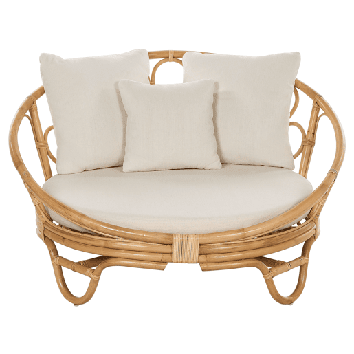 Conjunto de 2 camas de jardim ROSSANO Rattan Natural Conjunto de 2 camas de jardim ROSSANO Rattan Natural