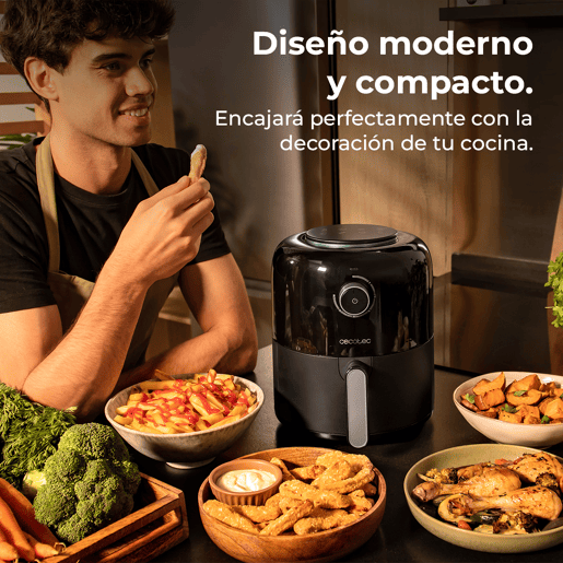 Cecotec Fritadeira dietética manual, compacta, sem óleo, 2,5 l de capacidade e com tecnologia PerfectCook. Cecotec Fritadeira dietética manual, compacta, sem óleo, 2,5 l de capacidade e com tecnologia PerfectCook.