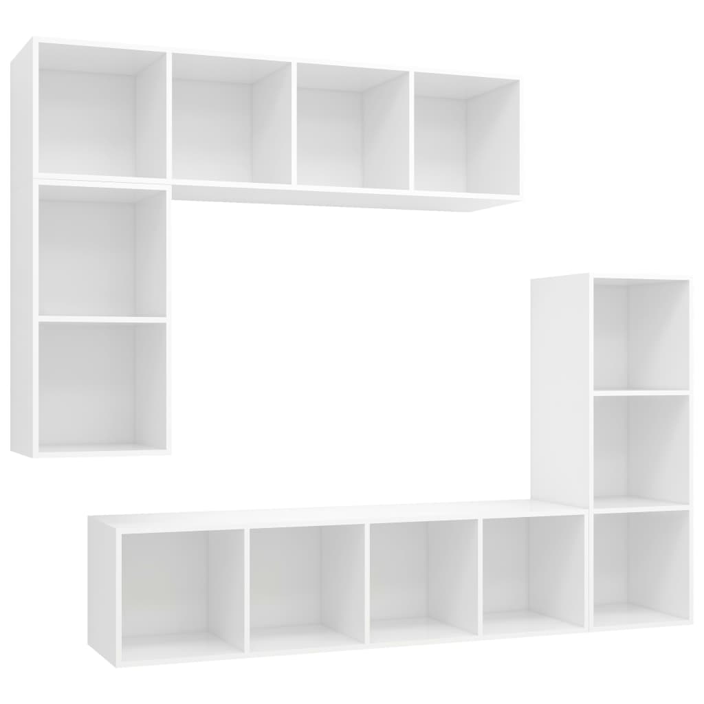 Set de muebles para tv 4 piezas madera contrachapada blanco