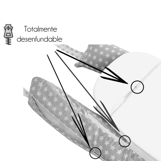 Almofada impermeável ? e amovível com capa impermeável ? e amovível para bebé 100% algodão hipoalergénico. Certificado Oeko-Tex (Moon Amour)