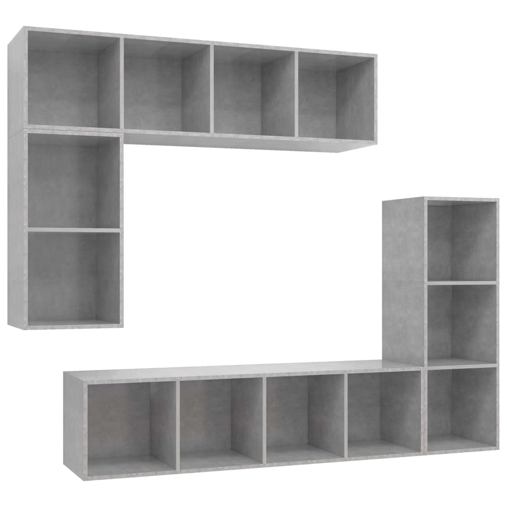set de muebles de tv 4 piezas madera contrachapada gris hormigon