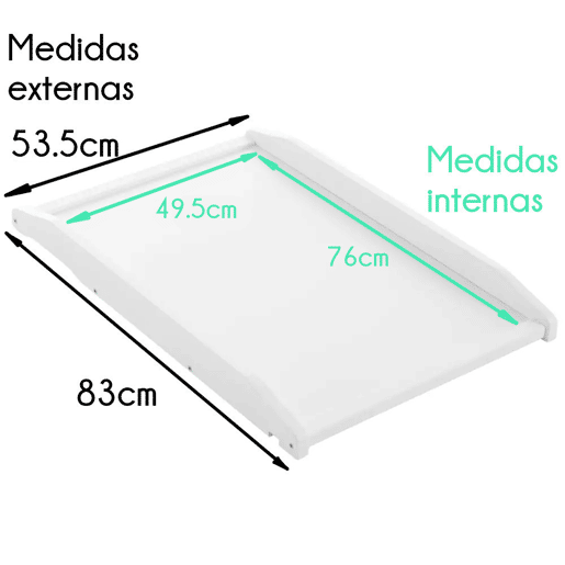 Trocador de madeira Maya para berço de 120x60 cm ou maxiberço de 140x70, lacado em branco com tinta à base de água