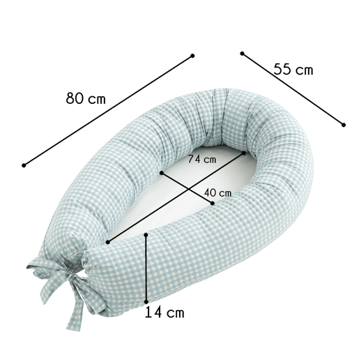 Almofada impermeável ? e amovível com capa impermeável ? e amovível para bebé 100% algodão hipoalergénico. Certificado Oeko-Tex (Quartz Vichy)
