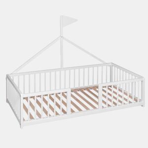 Cama tepee Apache Wonderland Montessori 140x70 em madeira de faia e cor branca