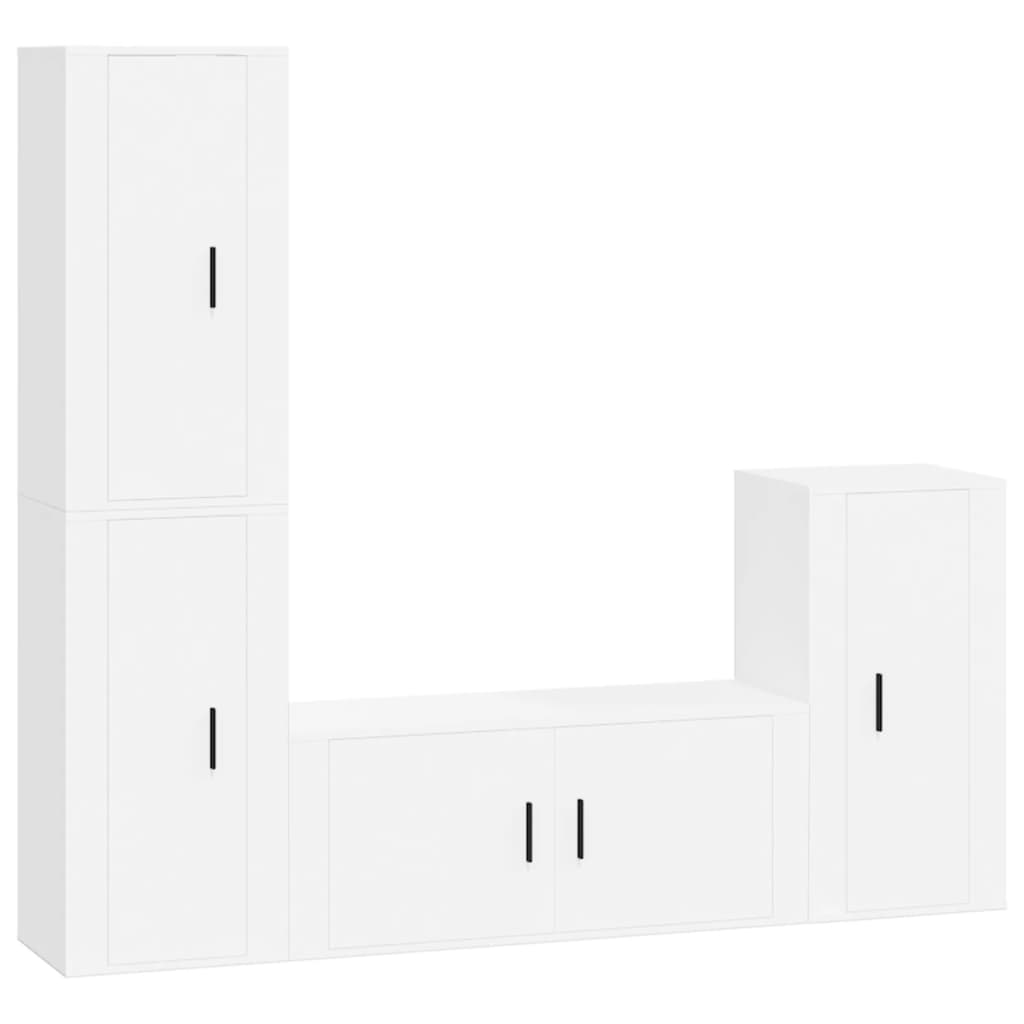 set de muebles para tv 4 piezas madera contrachapada blanco
