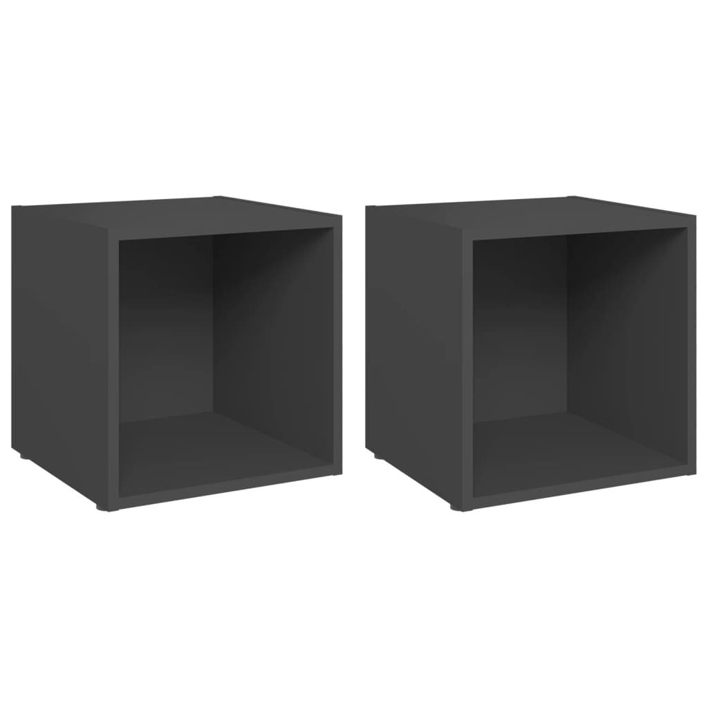 muebles para tv 2 unidades madera contrachapada gris 37x35x37 cm