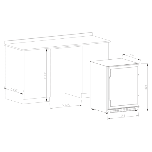 Cave de Vinho 46 garrafas Vinobox 50 GC 1T Preto Instalação livre ou encastre Monotemperatura