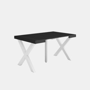 Mesa Consola Extensível, Cozinha, Sala de jantar, 140x90x73cm, Para 6 pessoas, Pés de madeira, Estilo moderno, Preto